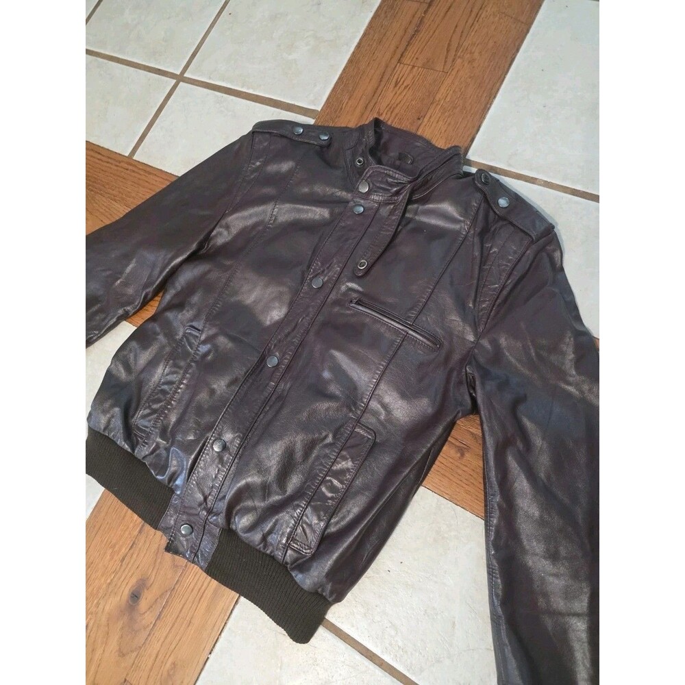 MENS CHESS KING VTG HICKORY BROWN LEATHER FLIGHT/AVIATOR JACKET SZ 40 Vintage